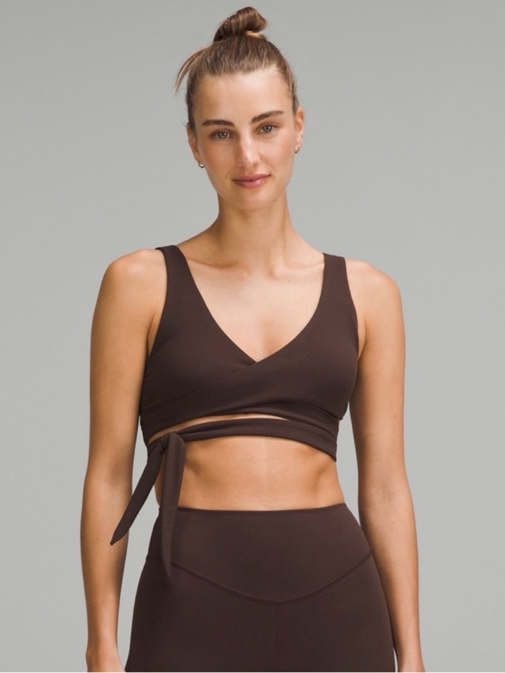 Lululemon Nulu Wrap Front Tie Up Bra, Espresso Brown, size 10